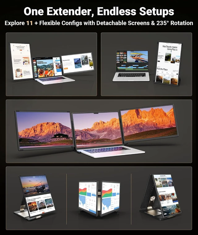 Alt view image 5 of 7 - 15.6" Laptop Screen Extender, Detachable Portable Monitor for Work & Travel