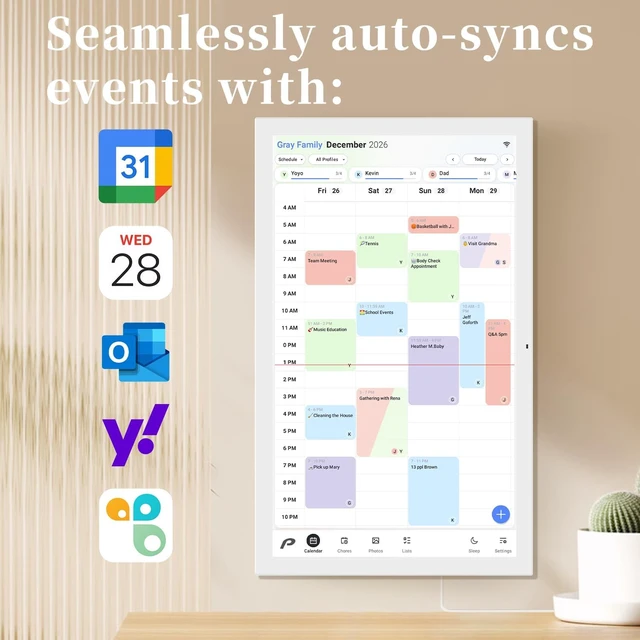 Alt view image 2 of 7 - Digital Calendar, 21.5" Wall Planner & Chore Chart, Event Planner