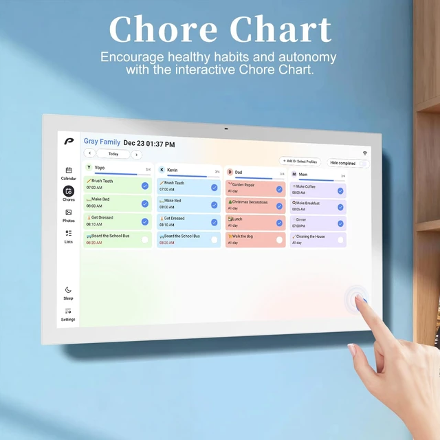 Alt view image 3 of 7 - Digital Calendar, 21.5" Wall Planner & Chore Chart, Event Planner