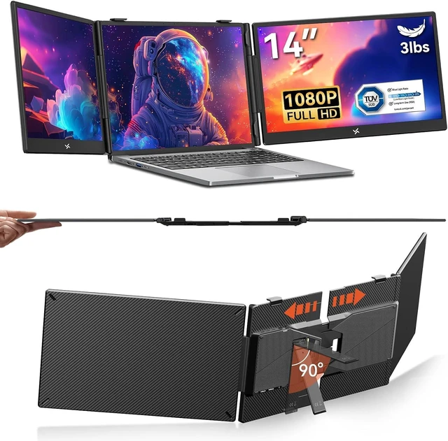 Main image of Triple Laptop Screen Extender, 14" FHD 1080P IPS Laptop Monitor Extender, Portable Monitor for Laptops 13-17", Travel Extended Dual Screen with USB-C Plug & Play for Windows/Mac/Android/Switch