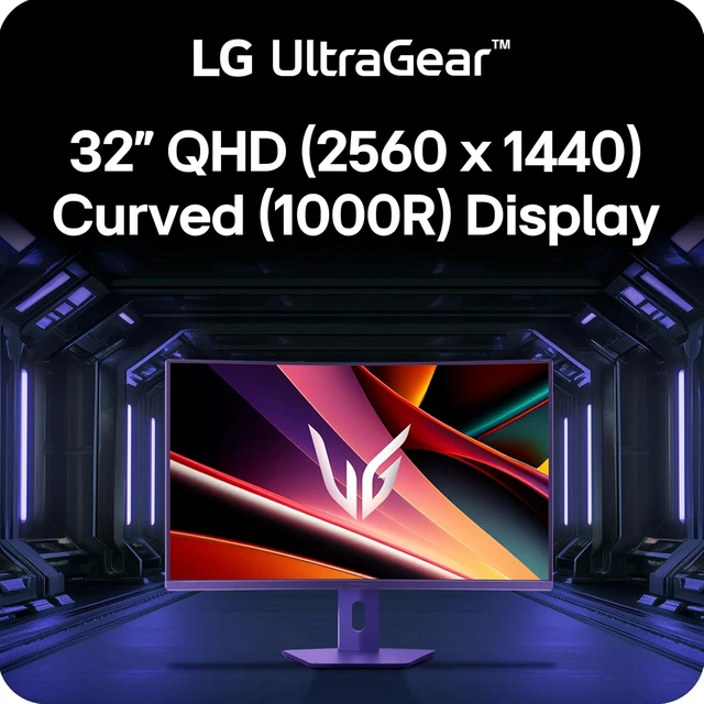 Alt view image 2 of 7 - 32G600A-B 32-inch Ultragear QHD (2560 x 1440) Curved Gaming Monitor, 180Hz, 1ms, FreeSync, HDMI, DisplayPort, Tilt/Height/Swivel Adjustable Stand, Black