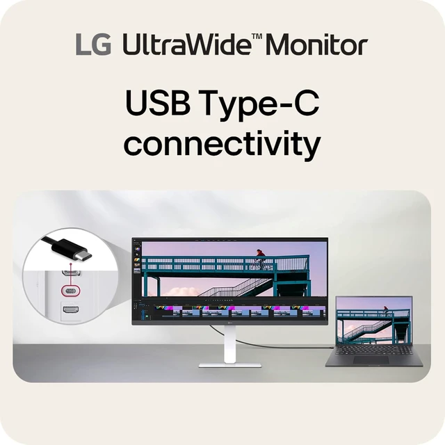 Alt view image 4 of 7 - 34U530A-W 34-inch UltraWide WFHD (2560 x 1080) IPS Wide Computer Monitor, 100Hz, VESA DisplayHDR 400, HDMI, DisplayPort, USB Type-C, Tilt/Height/Swivel Stand, White