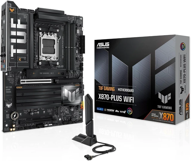 Main image of TUF Gaming X870-PLUS WiFi AM5 X870 ATX Motherboard, 16+2+1, 80A SPS Power Stages, DDR5, PCIe 5.0 Ready, Four M.2 Slots, Wi-Fi 7, 2.5Gb LAN, HDMI, USB4® 40Gbps, SATA 6 Gbps, USB 20Gbps Type-C