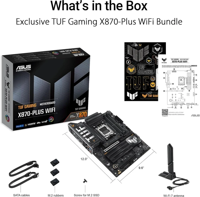 Alt view image 6 of 7 - TUF Gaming X870-PLUS WiFi AM5 X870 ATX Motherboard, 16+2+1, 80A SPS Power Stages, DDR5, PCIe 5.0 Ready, Four M.2 Slots, Wi-Fi 7, 2.5Gb LAN, HDMI, USB4® 40Gbps, SATA 6 Gbps, USB 20Gbps Type-C
