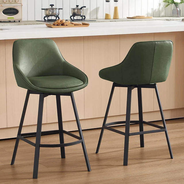 Main image of Swivel Counter Stools Set of 2, Green Bar Stools for Kitchen Island