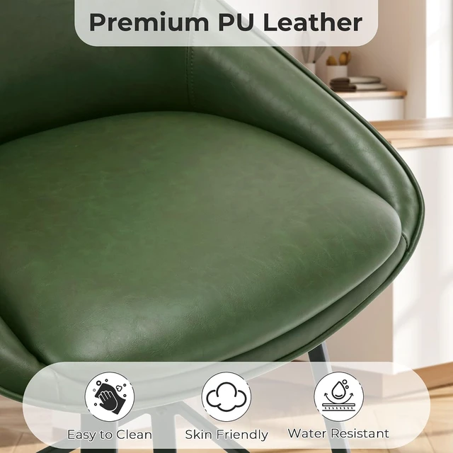 Alt view image 5 of 7 - Swivel Counter Stools Set of 2, Green Bar Stools for Kitchen Island