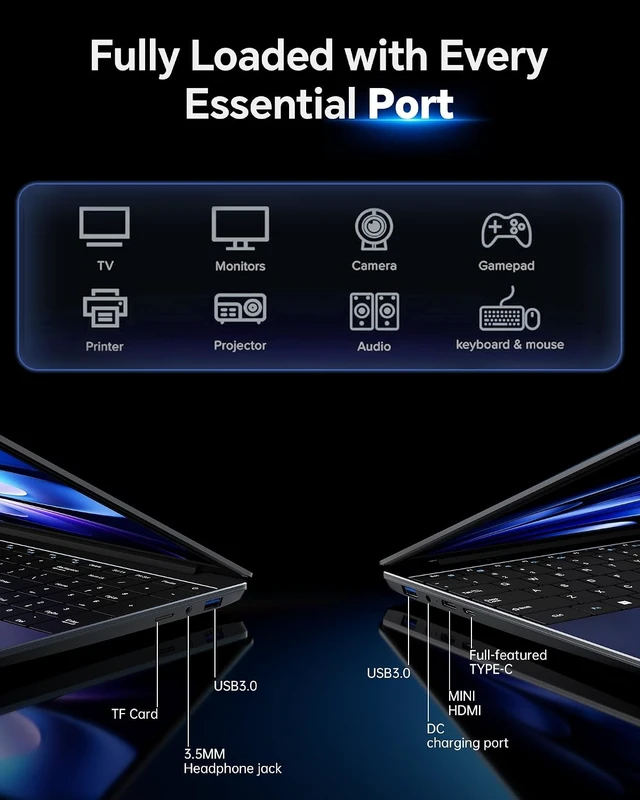 Alt view image 5 of 7 - 15.6" AI Laptop with Office 365, 6GB RAM 128GB SSD, Win 11 Laptops