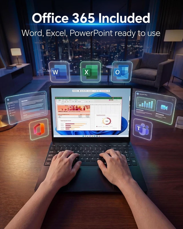 Alt view image 6 of 7 - 15.6" AI Laptop with Office 365, 6GB RAM 128GB SSD, Win 11 Laptops