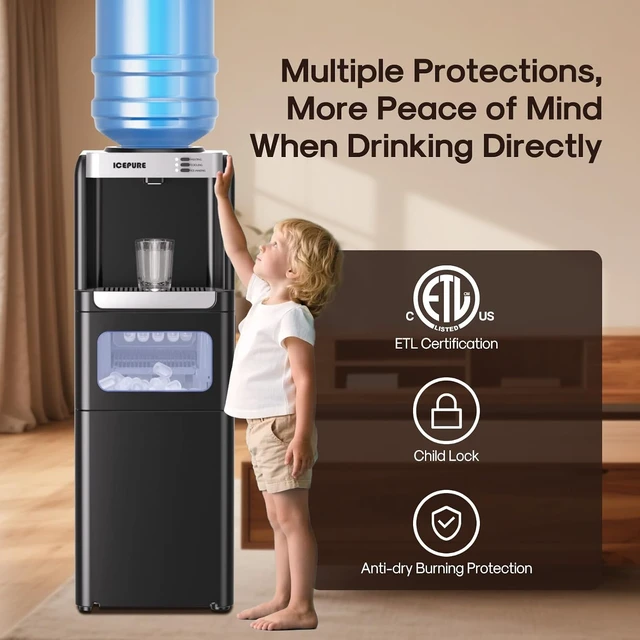 Alt view image 3 of 7 - 3-in-1 Water Cooler with Ice Maker, Water Dispenser and Ice Machine