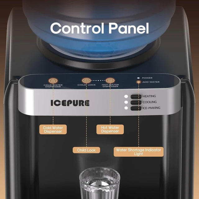 Alt view image 4 of 7 - 3-in-1 Water Cooler with Ice Maker, Water Dispenser and Ice Machine