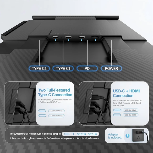Alt view image 7 of 7 - 15.6" Laptop Screen Extender New Upgraded Ultra-Thin & Light, Triple Portable Monitor 1080P FHD IPS, USB-C/HDMI Plug & Play for 13-17.3" Laptop, Travel Monitor Extender for Windows/Mac/Chrome