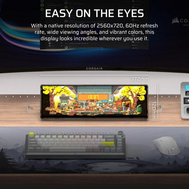 Alt view image 5 of 7 - XENEON Edge 14.5" 2K Portable LCD HDMI USB C Touchscreen Crystal