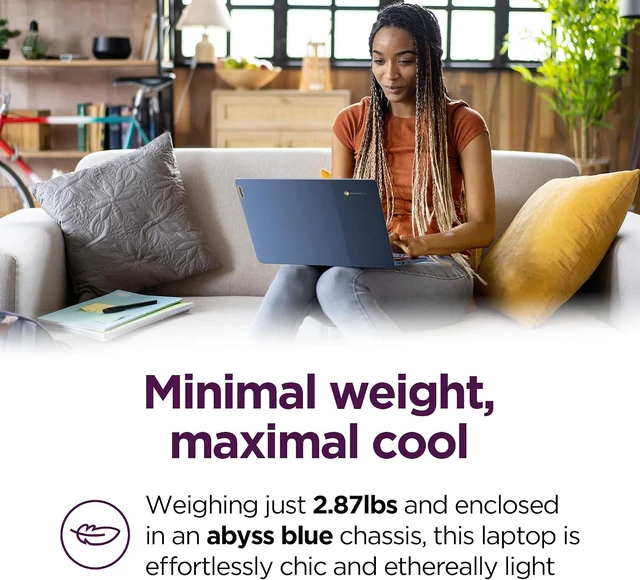 Alt view image 6 of 7 - IdeaPad Slim 3 Chromebook Laptop - 2024 - Lightweight Laptop - Waves MaxxAudio® Speakers - 14" HD Display -720p Camera - 4GB Memory - 64GB Storage - MediaTek Kompanio 520 - Abyss Blue