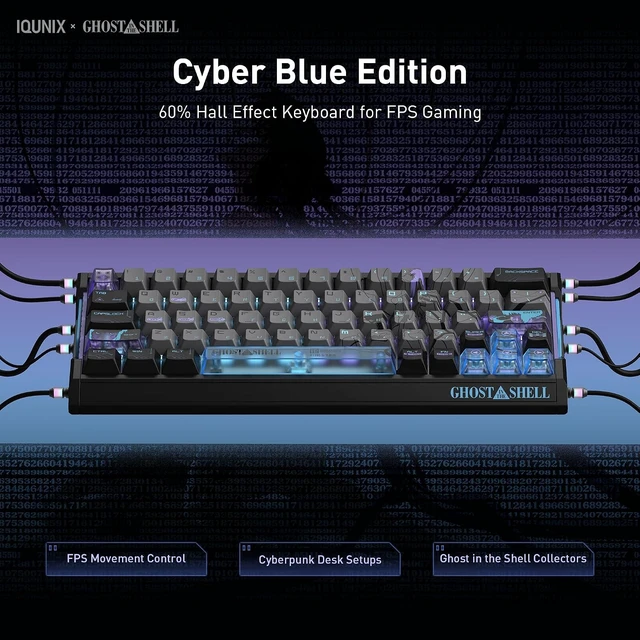 Alt view image 2 of 7 - EV63 Ghost in the Shell Gaming Keyboard, Cyber Blue