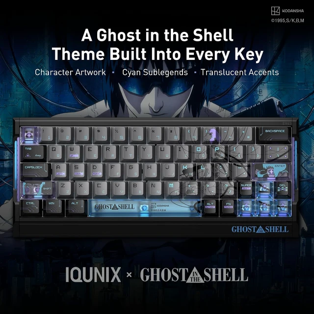 Alt view image 4 of 7 - EV63 Ghost in the Shell Gaming Keyboard, Cyber Blue