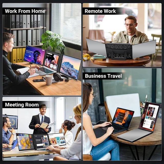 Alt view image 5 of 7 - 16" Laptop Screen Extender, 1200P FHD Ultra-Slim Triple Portable Monitor