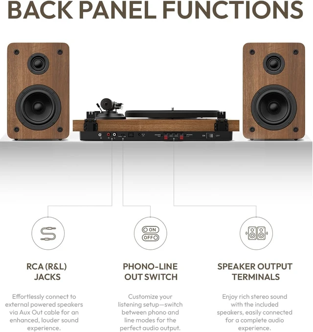 Alt view image 7 of 7 - SoulBox S1 Vinyl Record Player with Stereo Speakers