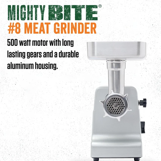 Alt view image 2 of 7 - Products MightyBite #8 Meat Grinder, 500 Watt Aluminum Electric Meat Grinder for Home Use, Compact Food Processor for Grinding, Sausage Stuffing, Cooking