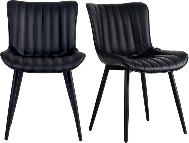 Alt view image 3 of 7 - Dining Chairs Set of 2 Mid-Century Modern Kitchen Chair Black