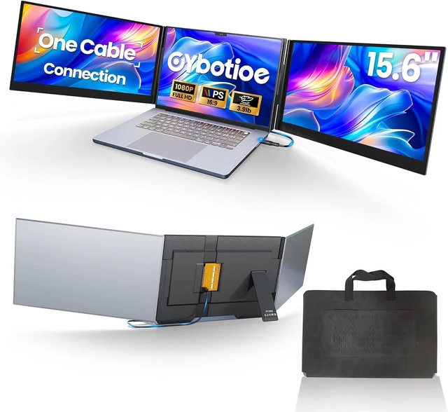 Main image of One Cable Connect Laptop Screen Extender Monitor Portable, Ultra Thin 15.6" 1080P FHD Triple Screen, Fit 13-17" Laptop, Plug & Play Compatiable with Win/Mac/Chrome/Android