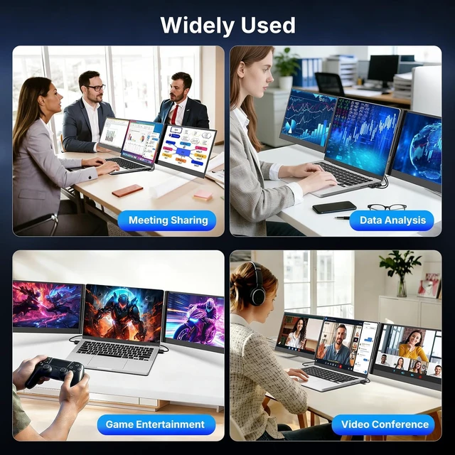 Alt view image 7 of 7 - 15.6" Triple Laptop Screen Extender, 1080P FHD Ultra-Slim Portable Monitor