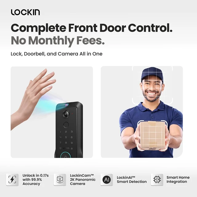 Alt view image 2 of 7 - Veno Pro Smart Lock with Camera, Palm Vein Keyless Entry