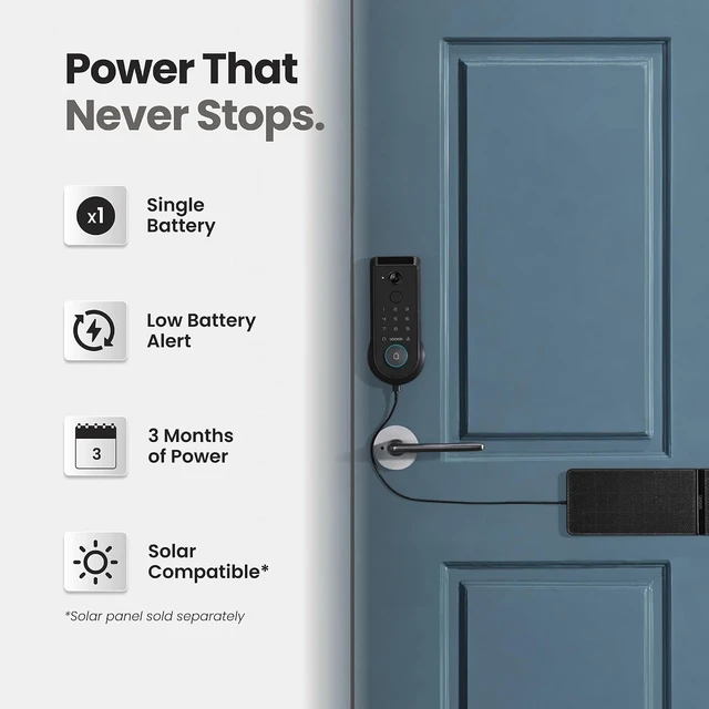 Alt view image 4 of 7 - Veno Pro Smart Lock with Camera, Palm Vein Keyless Entry