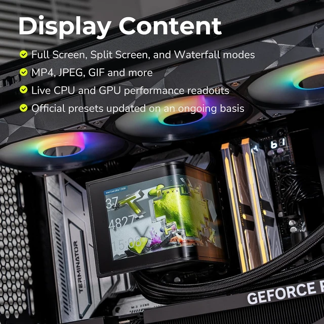Alt view image 7 of 7 - Panorama SE 360mm AIO Curved Screen GIPHY Built-in Asetek 280w TDP