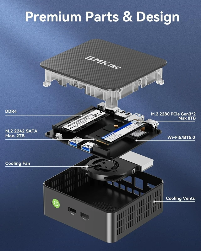 Alt view image 6 of 7 - G3S Mini PC N95 Processor (Up to 3.4GHz) 8GB RAM 256GB M.2 SSD