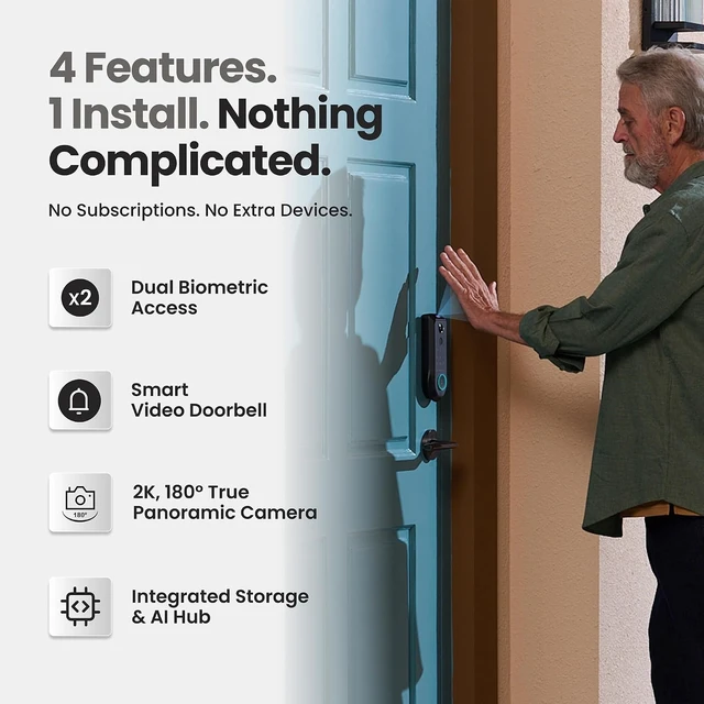 Alt view image 6 of 7 - Veno Pro Smart Lock with Camera, Palm Vein Keyless Entry