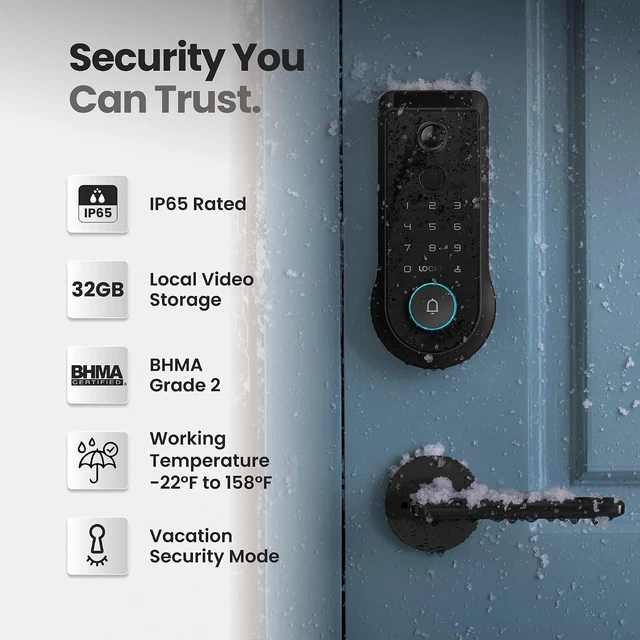 Alt view image 7 of 7 - Veno Pro Smart Lock with Camera, Palm Vein Keyless Entry