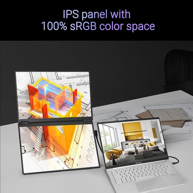 Alt view image 2 of 7 - ZenScreen Duo MB14FCD 14 Inch Foldable Dual-Screen Portable Monitor