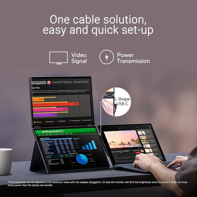 Alt view image 3 of 7 - ZenScreen Duo MB14FCD 14 Inch Foldable Dual-Screen Portable Monitor