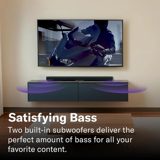 Alt view image 2 of 6 - SR-B30A Sound bar with Built-in Subwoofers, Dolby Atmos Sound bar for TV, Home Theater Sound System for TV, Bluetooth, Black