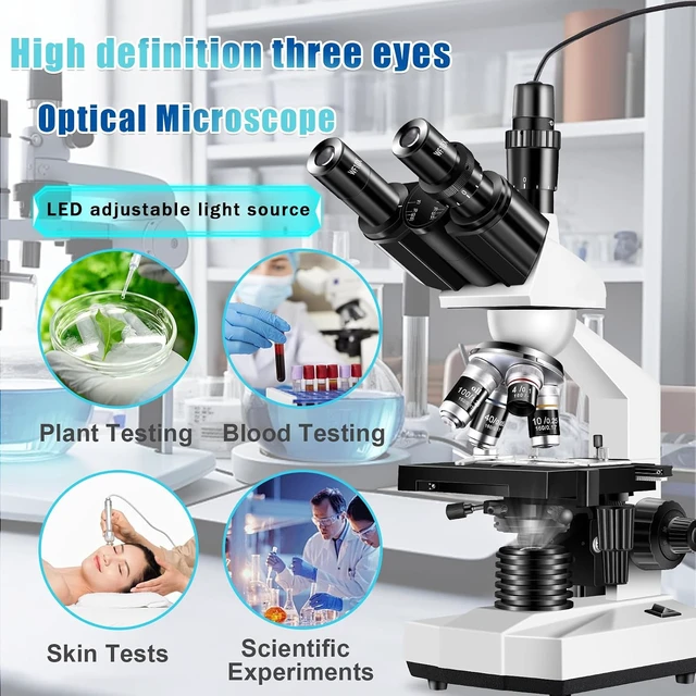 Alt view image 4 of 7 - Trinocular Microscope 40X-5000X Magnification Laboratory Grade with Dual Mechanical Stage and HD USB Camera Microscopes for AdultsAdult Trinocular Microscope with Electronic Eyepiece