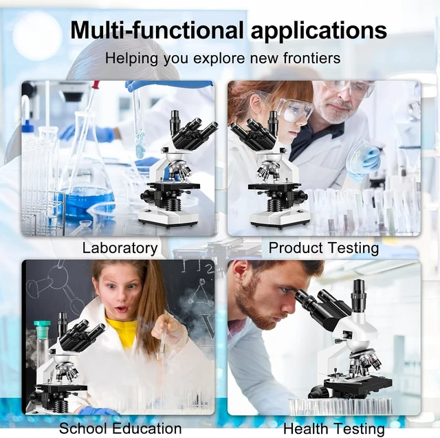 Alt view image 7 of 7 - Trinocular Microscope 40X-5000X Magnification Laboratory Grade with Dual Mechanical Stage and HD USB Camera Microscopes for AdultsAdult Trinocular Microscope with Electronic Eyepiece