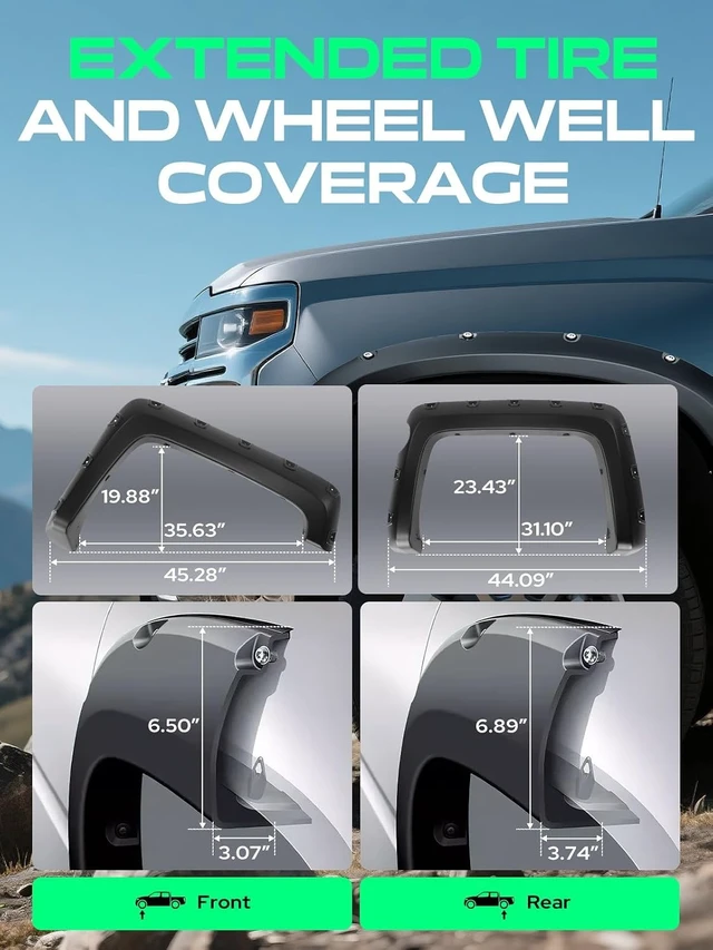 Alt view image 5 of 7 - Pocket Bolt-Riveted Style Fender Flares w/Hardware Kit for Chevy