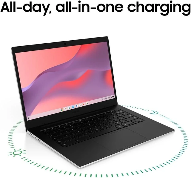 Alt view image 2 of 7 - 14" Galaxy Chromebook Go Laptop PC Computer, Celeron N4500 Processor, 4GB RAM, 64GB Storage, ChromeOS, XE340XDA-KA2US, Student Laptop, Silver