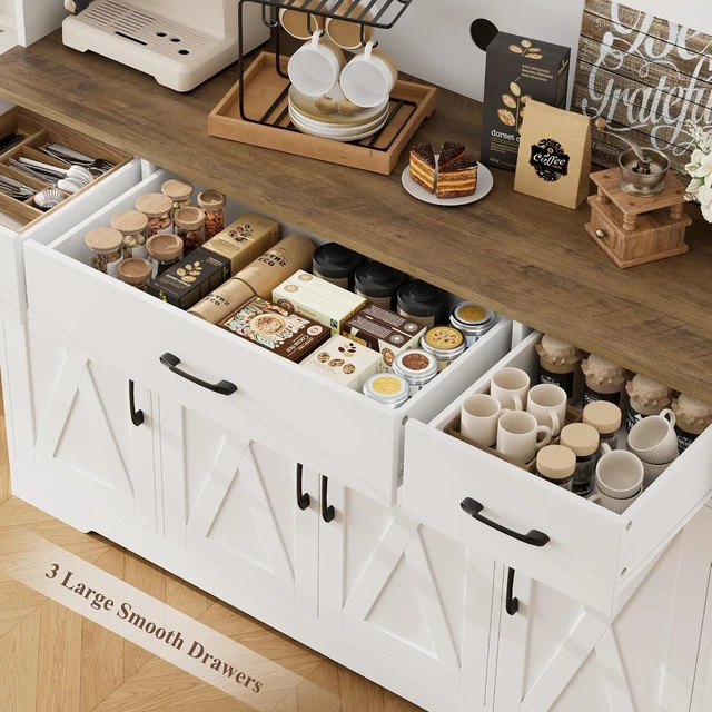 Alt view image 5 of 7 - 71" Tall Kitchen Pantry Storage Cabinet, 55" W Kitchen Hutch, White