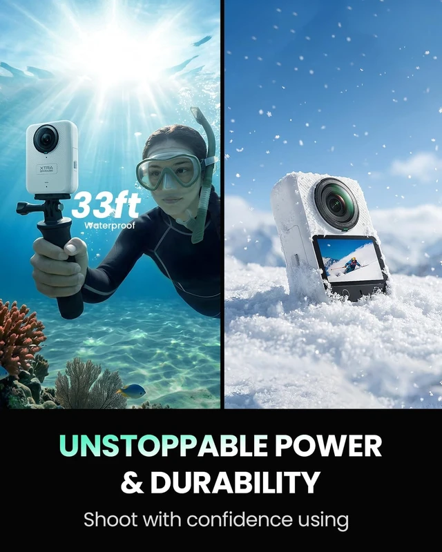 Alt view image 5 of 6 - Xtra 360 Camera, 8K Panoramic Video, 1-Inch Sensor Equivalent, 100MP High Resolution, Waterproof Action Camera, 105GB Built-in Storage, Bullet Time, Broad Compatibility, Vlog