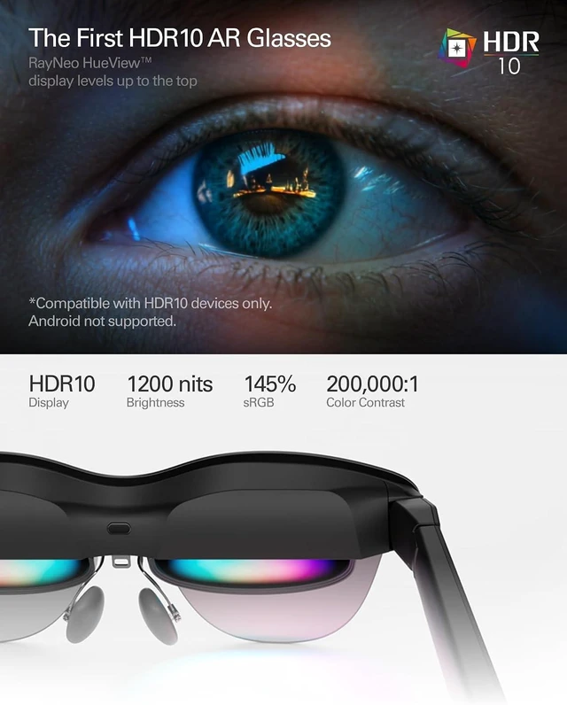 Alt view image 2 of 7 - Air 4 Pro AR/XR Glasses HDR10 201" Display, 120Hz 3D Movie Game