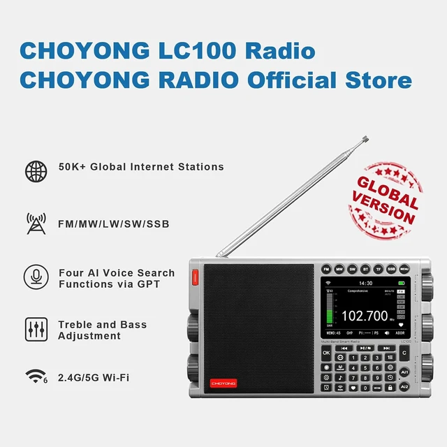 Alt view image 2 of 7 - LC100 Multi-Band Smart Internet Radio,WiFi/4G,AM/FM/MW/SW (Silver)