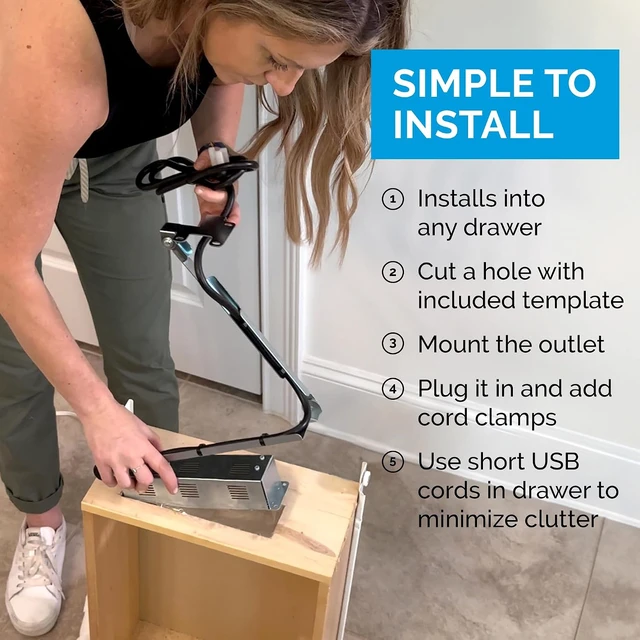 Alt view image 4 of 6 - in-Drawer Outlet Kit, 4 30W USB-C, 2 USB-A & 2 AC