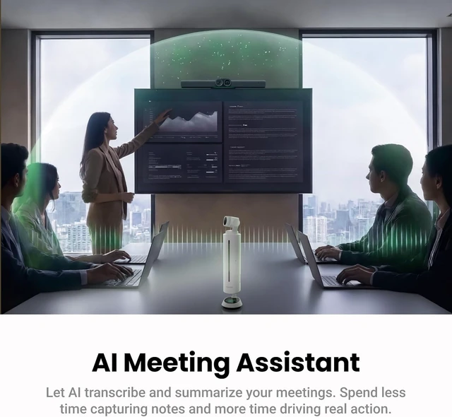 Alt view image 5 of 7 - Wave AI Conference Speakerphone with Bluetooth, Noise-Canceling Mics, Beamforming, Zoom Certified, AI Transcription & Summary, 32GB Storage for Meetings, Podcasts, Home office and Livestreams