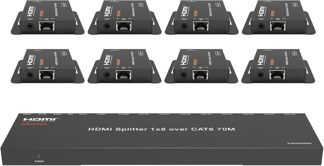 Main image of 4K 1x8 HDMI Extender Splitter 70m/230ft HDMI Over Ethernet Splitter POC Satellite TV Splitters
