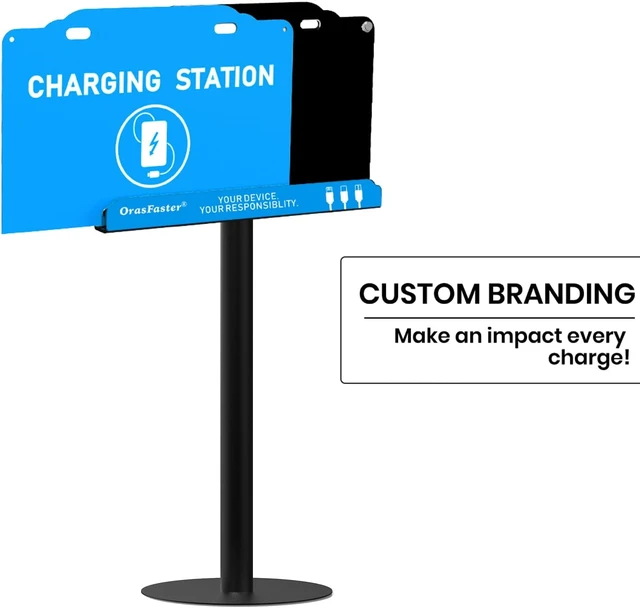 Alt view image 7 of 7 - Floor Standing Cell Phone Charging Station Multi-Device Station with 8 Charger Ports Compatible with Smartphones Tablets Application for Schools, Office, Shopping Malls