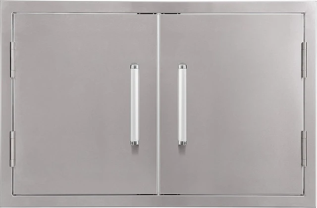 Main image of Outdoor Kitchen Double Access Door,33x22 Inch,304 Stainless Steel BBQ Grill Doors,Silver