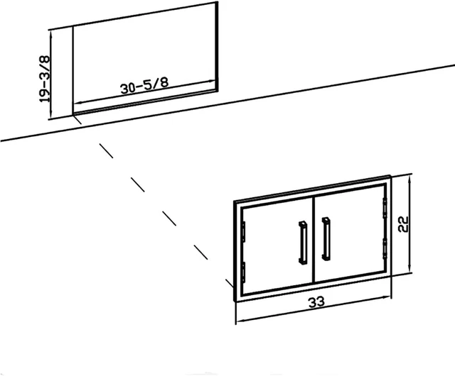 Alt view image 7 of 7 - Outdoor Kitchen Double Access Door,33x22 Inch,304 Stainless Steel BBQ Grill Doors,Silver