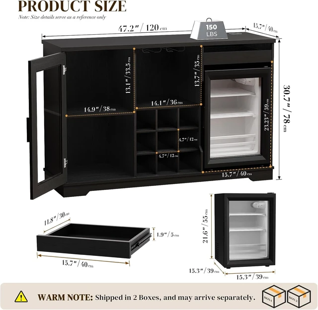 Alt view image 2 of 7 - Large Coffee Bar Cabinet with Fridge (Fridge Included)