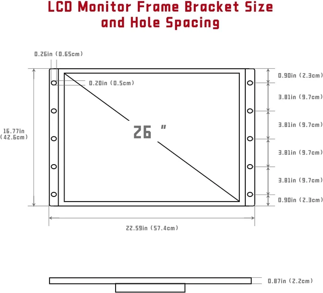 Alt view image 3 of 6 - 26 inch Arcade Monitor, 4:3 Ratio LCD Gaming Monitor for HDMI/VGA/CGA/EGA Arcade Machine